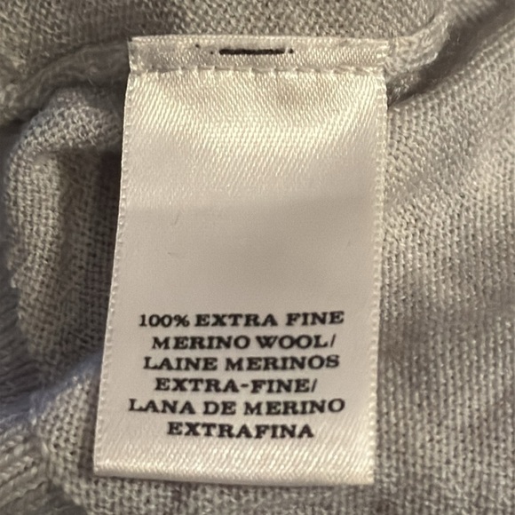Ann Taylor Sz L heather light gray long sleeves pullover merino wool sweater - Picture 6 of 7